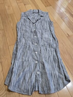 100% Linen 209WST 38 New York Sleeveless Shirtdress 2